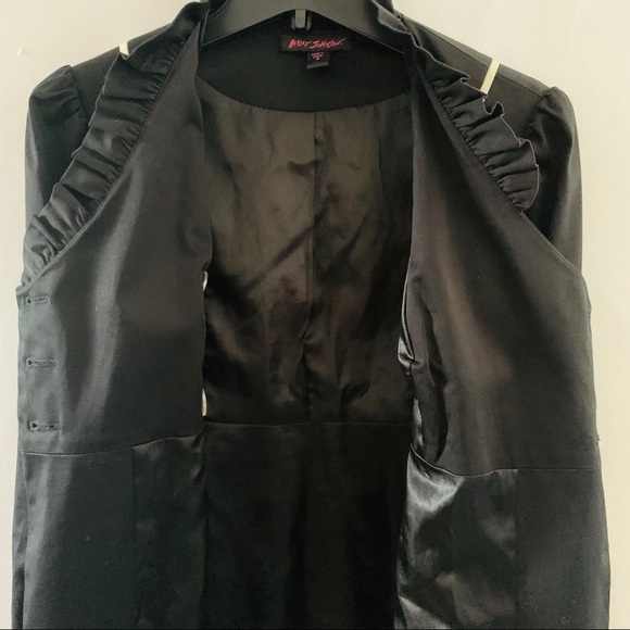 !Sold! Betsey Johnson Black Jacket Blazer Silk - Picture 6 of 8
